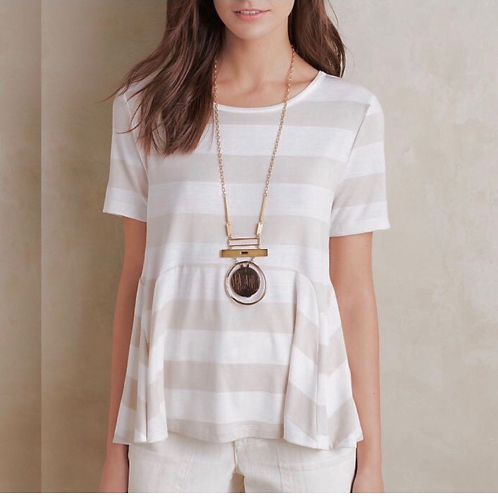 Anthropologie Everleigh Striped peplum swing tee